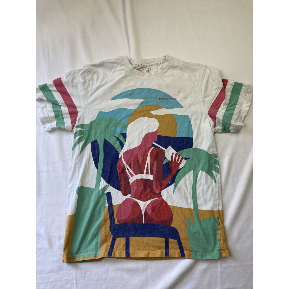 Born Fly Anytown USA Mens Paradise Fly XL White Hawaii T-Shirt